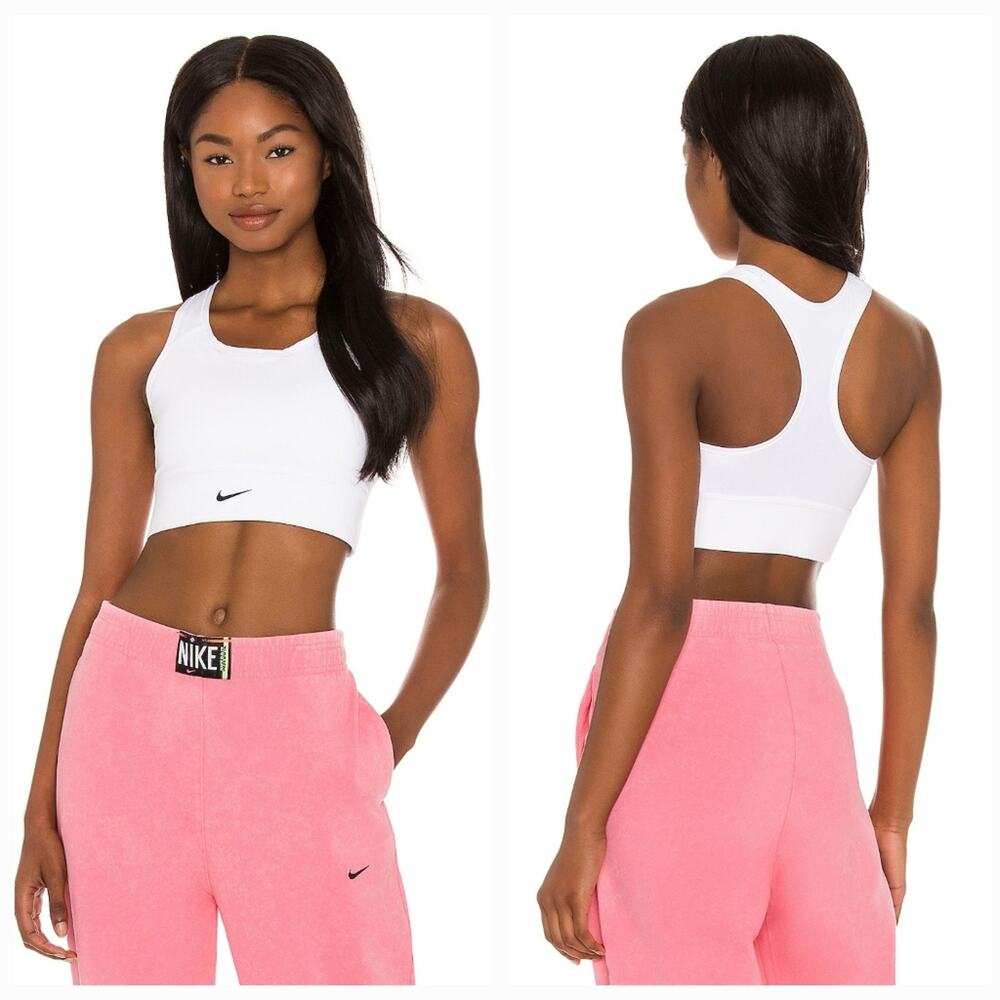 Nike White Racerback Cropped Sports Bra